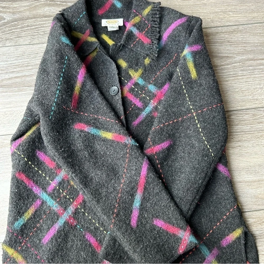 Talbots Abstract Printed Pure Wool Felted Jacket - Picture 12 of 15